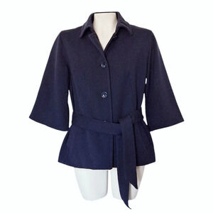 Gap Navy Wool Blend Cropped Coat Winter Warm Business Casual Aline Hip